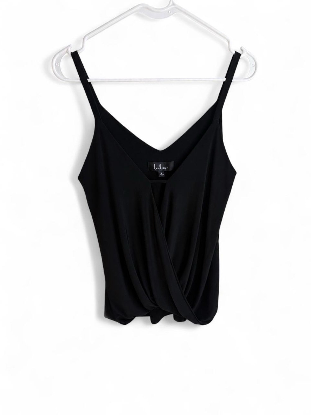 Lulus Black Surplice Wrap Cami Tank Top